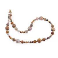 Colier Agat crazy lace sfere cu bumbi aurii, 4-10mm