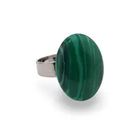 Inel reglabil Malachit oval, 18-20mm