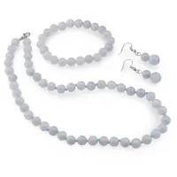 Set cercei cu agatatoare, colier si bratara Angelit sfere, 8-10mm