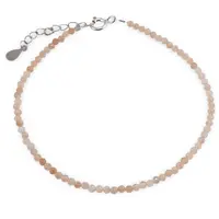 Bratara Piatra Lunii piersica sfere fatetate cu Argint 925, 2mm