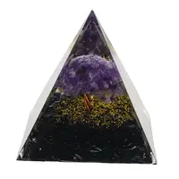 Piramida orgon Copacul vietii - Obsidian si Ametist, 5cm