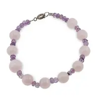 Bratara Pacea Inimii - Ametist si Cuart roz, 4-8mm