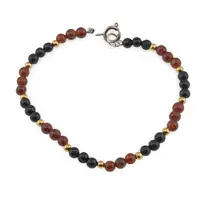 Bratara Scutul Destinului - Turmalina neagra si Granat hessonit, 4mm