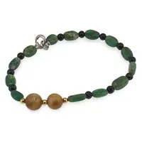 Bratara Scutul Inteleptului - Jad verde 7-10mm, Turmalina neagra si Ochi de tigru galben 4-8mm