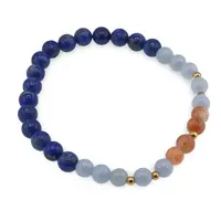 Bratara Vocea Cerului - Angelit, Lapis Lazuli si Piatra Soarelui, 6mm