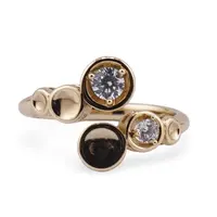 Inel reglabil din cupru placat cu aur galben 18k, model cercuri cu zirconii