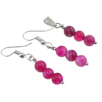 Set Cercei si Pandantiv Agat roz sfere, 6mm