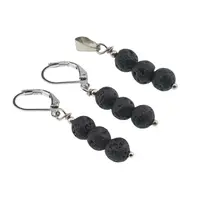 Set Cercei si Pandantiv Roca vulcanica sfere, 6mm