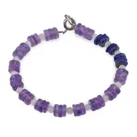 Bratara Ametist cu Lapis Lazuli discuri 6mm si Piatra Lunii sfere 3mm