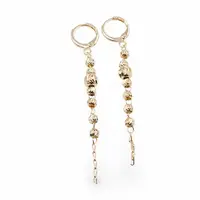 Cercei din cupru placat cu aur galben 18k, model lant cu sfere fatetate