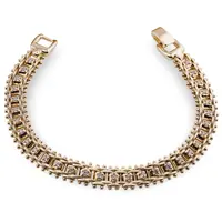 Bratara Cupru placat cu aur galben 18k, model tennis dublu cu zirconii incrustate