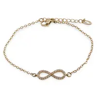 Bratara Cupru placat cu aur galben 18k, reglabila, cu zale mici si charm infinit cu zirconii