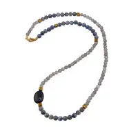 Colier Labradorit sfera 4mm, Lapis lazuli sfera 4mm, Onix neuniform 14mm si Hematit auriu 4mm