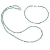 Set bratara si colier Amazonit Rusia sfere fatetate, 3mm