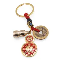 Amuleta breloc feng shui premium din metal cu Wu Lou si Ying Yang si Monede, 2026