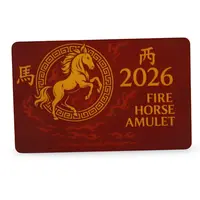 Card feng shui din plastic Calul de foc, amuleta pentru protectie, noroc si  stabilitate, 2026
