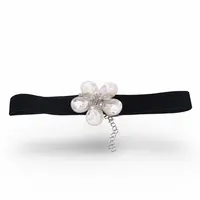 Choker model floare sidef alb si sticla, 30cm