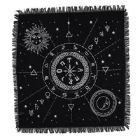 Fata de masa pentru Tarot din bumbac cu franjuri, Viata Moarte Renastere - 50cm x 50cm
