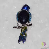 Brosa / Pandantiv papagal colorat goldstone albastru