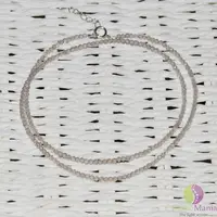 Colier cuart fumuriu pietre micro fatetate 2mm si argint 925