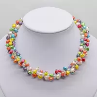 Colier handmade perle de cultura colorate M1