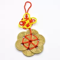 Amuleta canaf Feng Shui 8 monede nemuritoare cu nod mistic