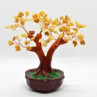 Copac in ghiveci cu pietre de calcit galben - 16cm