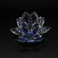 Floare de lotus Albastra din cristal de sticla - 8cm