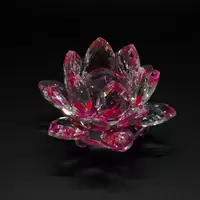 Floare de lotus Roz din cristal de sticla - 8cm