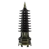 Statueta Feng Shui Pagoda cu 9 niveluri din metal, alama - 13cm