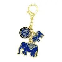 Breloc amuleta Feng Shui protectie anti-furt - Elefant si Rinocer albastru