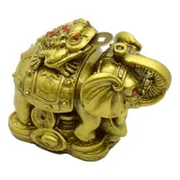 Statueta Feng Shui Elefant cu broasca raioasa din rasina 10cm