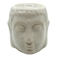 Vas aromaterapie din ceramica cu model Buddha, mic - alb