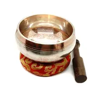 Bol tibetan cantator Nepal cu perna colorata - Mantra OM MANI PADME HUM, 11,5cm