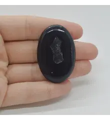 Cabochon Agat Negru Druzy 43x29x7mm C15