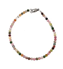 Bratara Turmalina multicolora sfere fatetate 3-4mm si argint 925