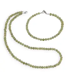 Set colier si bratara Apatit verde sfere, 4mm