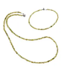 Set colier si bratara Peridot sfere, 3mm