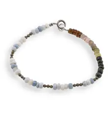 Bratara Opal albastru si Turmalina multicolora discuri fatetate 4mm, Piritita sfere fatetate 2mm