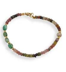 Bratara Turmalina multicolora discuri 4mm, Aventurin neregulat 6mm si elemente aurii
