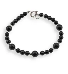 Bratara Turmalina neagra sfere 4-6mm si bumbi argintii