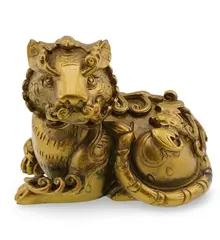 Statueta Feng Shui cu Tigru si Liliacul prosperitatii - 9,5cm
