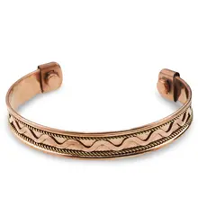 Bratara din cupru cu doi magneti si elemente din alama, model Fluxul Sacru