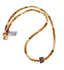 Colier Granat Hessonit discuri fatetate 4mm si Ochi de tigru cub fatetat 6-7mm