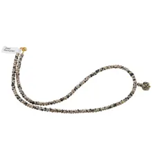 Colier Jasp dalmatian discuri fatetate 4mm si pandantiv cub fatetat 7-8mm