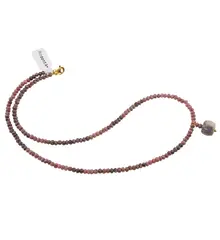 Colier Rodonit A+ discuri fatetate 3mm si pandantiv cub fatetat 8-9mm