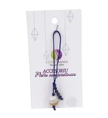 Accesoriu cu pietre semipretioase Agat maro sfera 10mm si Lapis lazuli 4mm