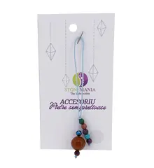 Accesoriu cu pietre semipretioase Agat portocaliu sfera 10mm si mix cristale 4mm