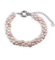 Bratara handmade cu Perle de cultura albe si roz, 5-6mm