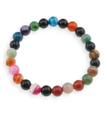 Bratara din Agate colorate si Onix 8mm, pe elastic, 19cm
